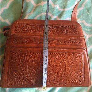 Leather tooled bag crossbody purse